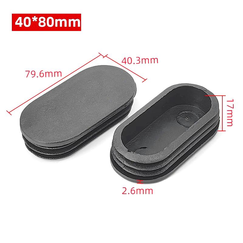 Tapones de Extremo de Cierre de Plástico Rectangular Ovalado Negro para Tubos Tubos Tapones Tapones Tapón para Pies de Mesa Patas de Silla