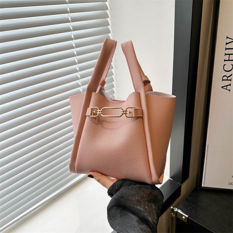2024 New Popular Simple Bucket Bag Women Street Fashion Pu Shoulder Bag