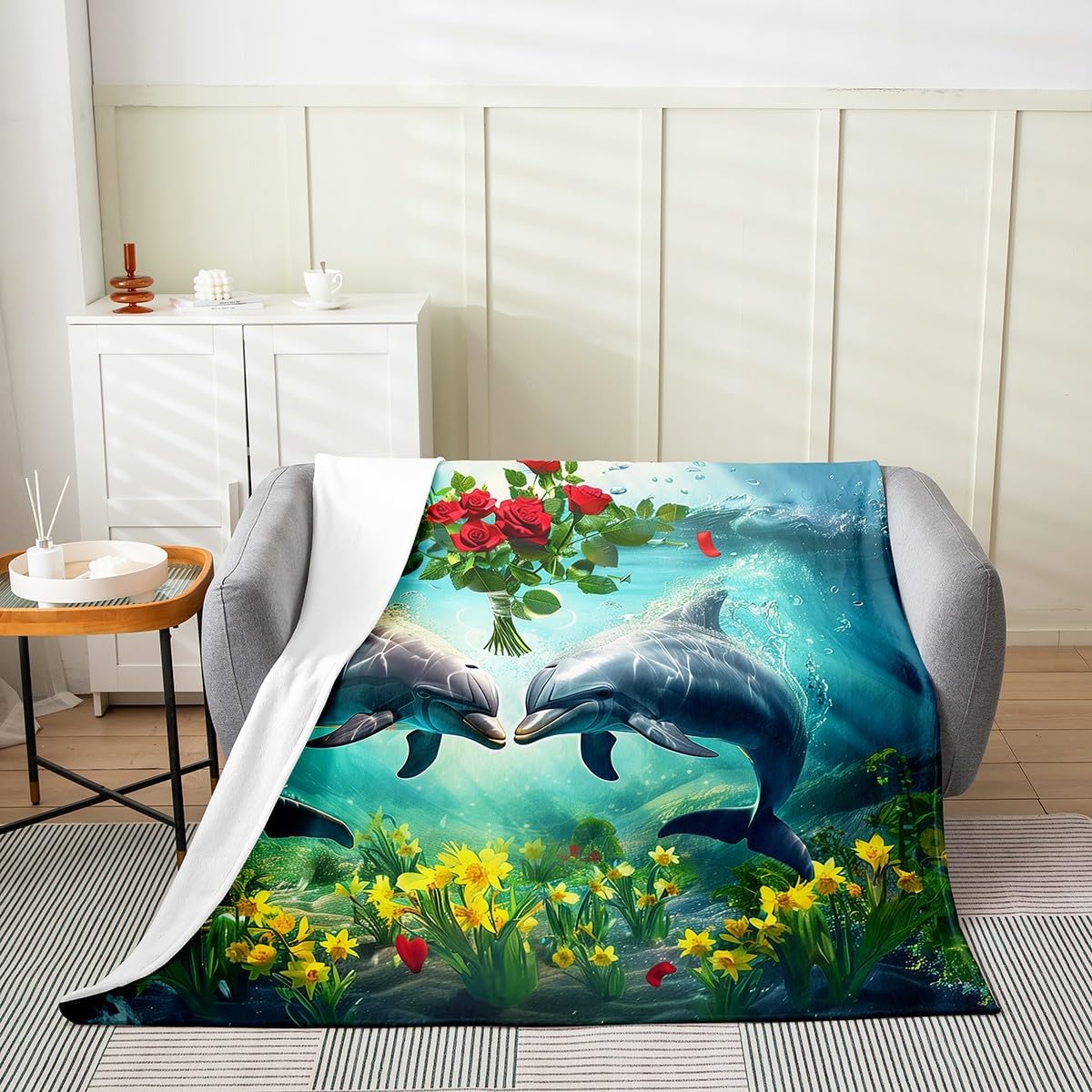 Japanese Style Blanket White Black Crane Throw Blanket Cherry Blossoms Fleece Twin Geometric Plaid Fuzzy Blanket All 75x100cm