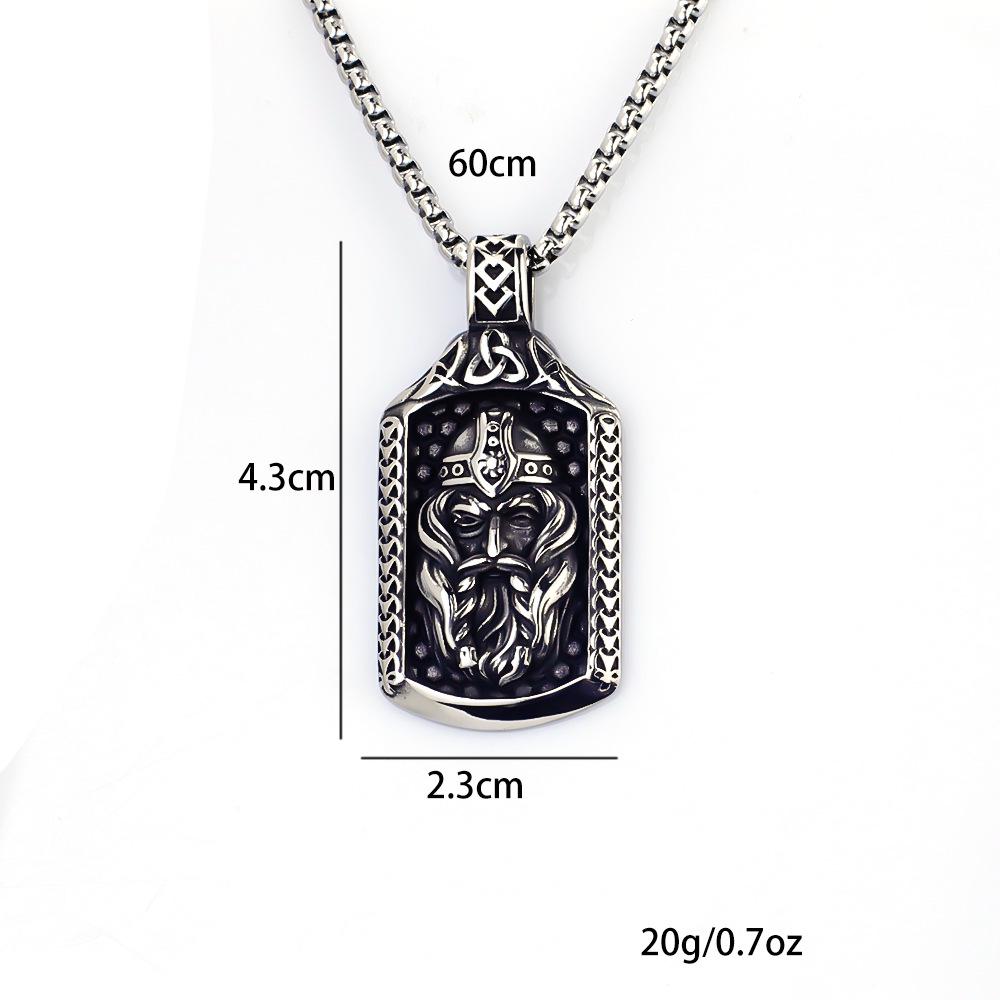 Odin Viking Helmet Titanium Steel Pendant Nordic Pirate Men's Necklace