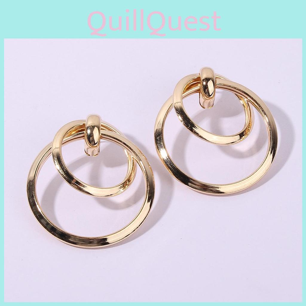 Women Metal Gold Earrings Geometric Shape Electroplated Fashion Looks Office