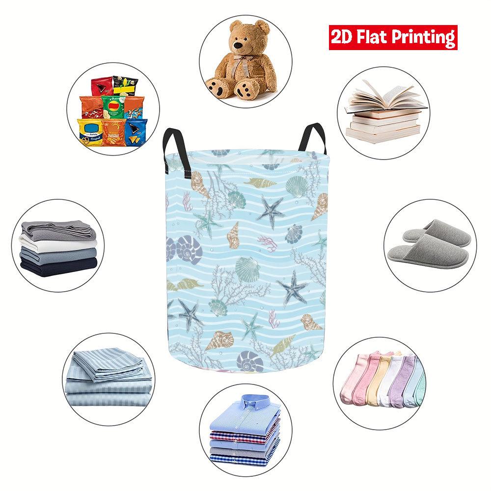 Collapsible Laundry Basket Large Round Waterproof Fabric Hamper Dirty Clothes Storage Bin Toy Organizer with Handles
