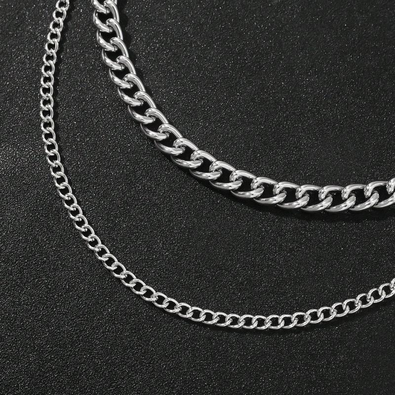 1pc Men's Double Layer Large Circle Silver-Tone Metal Accessory To Match Suit Pants, Trouser Chain Summer, School Autumn-Winter Accessories