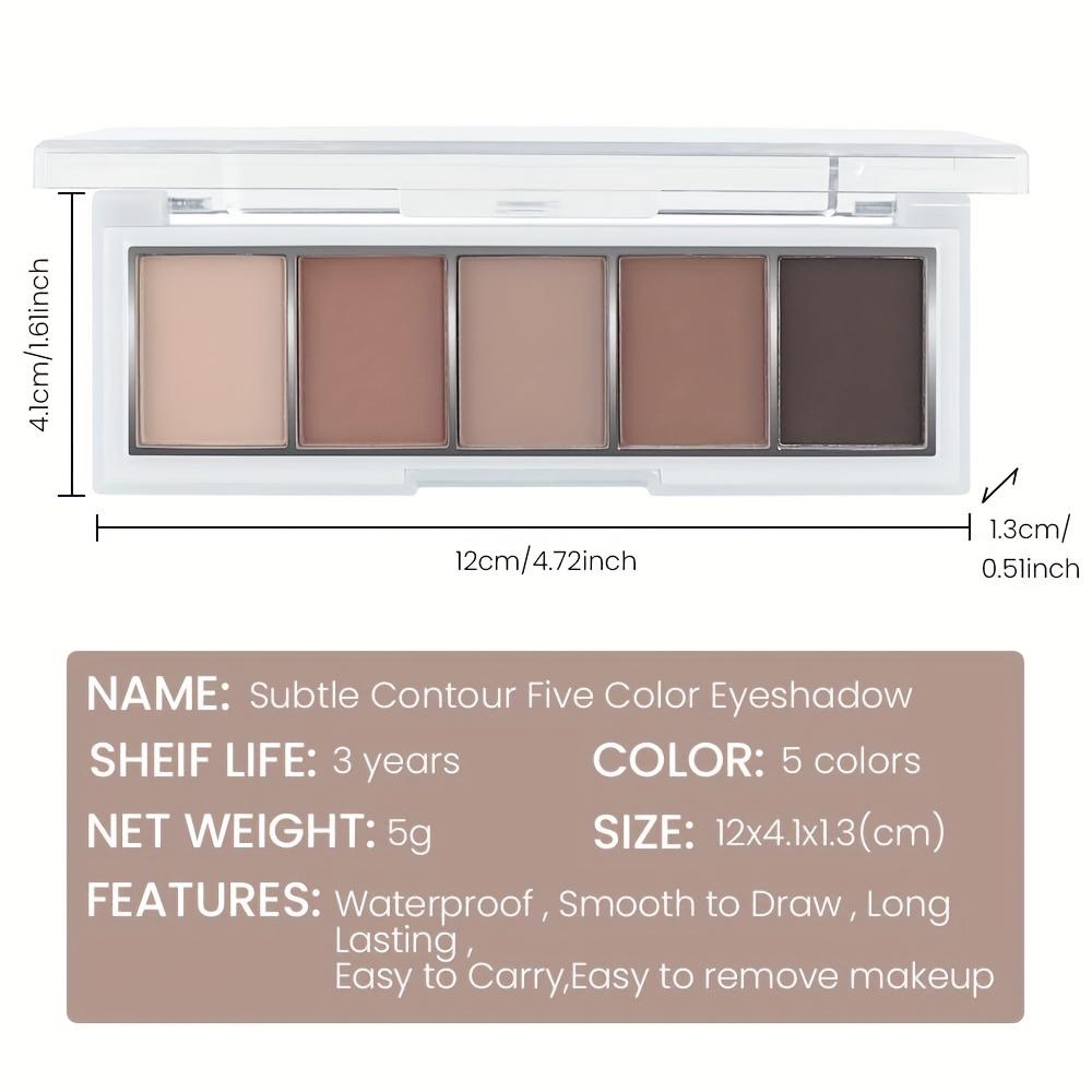 5-Color Matte Eyeshadow Makeup Palette,Brown Cool-Toned Nude Taupe Eyeshadows Long-Wear Waterproof Eye Makeup Highpigment Eyeshadow Palette