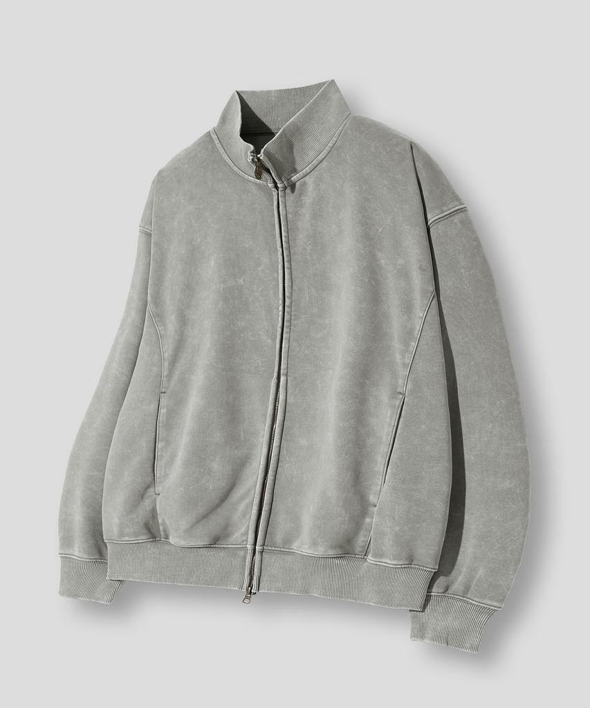 Filluminate Side Seam Pigment Zip Up-Gray