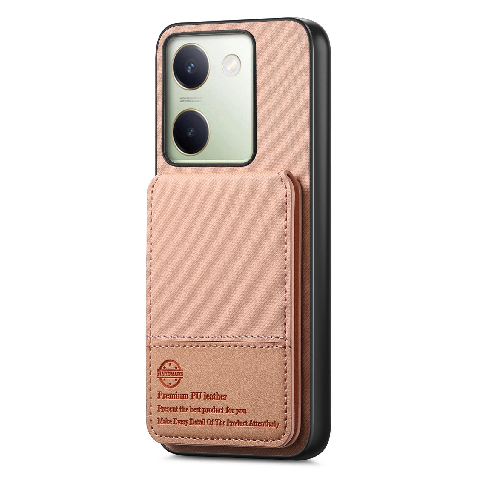 

For vivo Y300 Plus 5G Case Cloth Texture Leather + PC + TPU RFID Blocking Phone Cover with Card Holder B