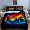 Rainbow Heart-Shaped Art Letters Bedding Set For Kids Luxury Gift 3Pcs Digital Print Comforter Set Soft Comfortable Breathable