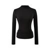 Women's Slim Fit Long Sleeve Cashmere T-Shirt with Half-High Collar for Spring and Autumn