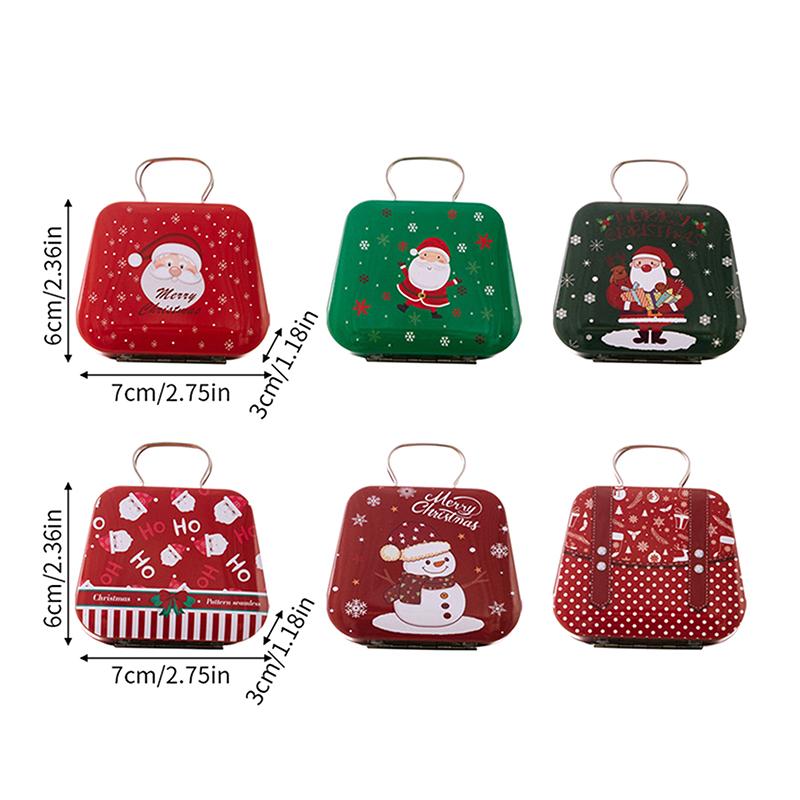 Christmas Tinplate Handbag Candy Box Gift Storage Box Biscuit Can Iron Can Home Hand Card Chocolate Packaging Storage Box