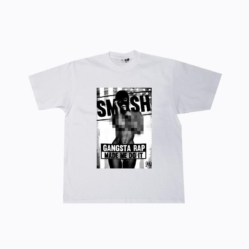 Street Fun Hiphop Rap Street Dance Short-sleeved Gangster West Coast Hip-hop Loose Figure Print T