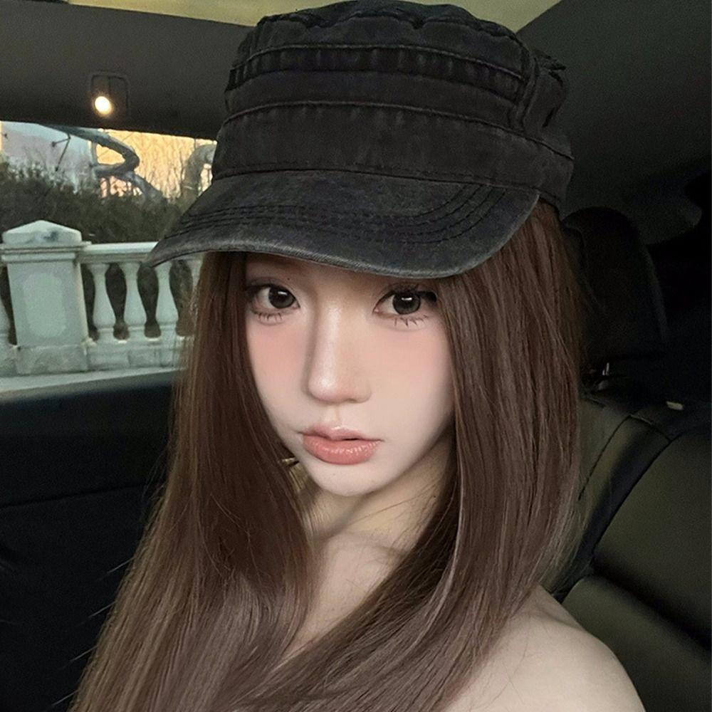 Vintage Flat Top Hat Y2k Peaked Cap Retro Visor Hat Outdoor