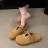 Japanese Small Fresh Mori Suede Slippers Women's 2025 Autumn New Outer Wear Lace-up Lazy Muller Thick-bottomed Bag Head Drag