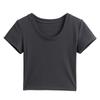 High-quality pure cotton shoulder short-sleeve short T-shirt, women's base shirt, tight minimalist versatile cropped T-shirt top