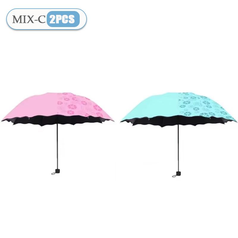 Water Blossom Umbrella Magic Folding Umbrella with Rainwater Pattern Windproof Sunshade Umbrella Outdoor UV Protection Umbrella