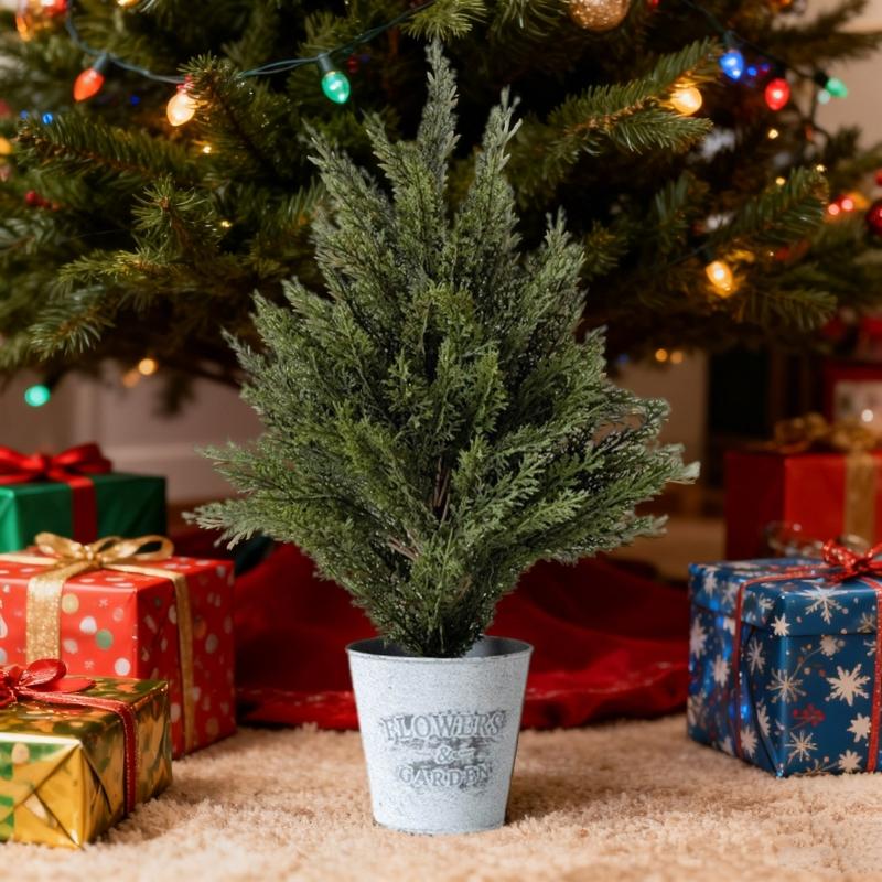 Realistic Artificial Pine Tree With Iron Pot Indoor Outdoors Decorative Festival Decoration For Christmas Party