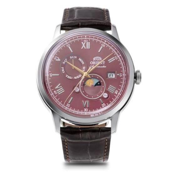 

[Orient Watch] Wristwatch Bambino SUN&MOON Sun and Moon Automatic Watch Mechanical Automatic Domestic Manufacturer Warranty RN-AK0807R Men s Bordeaux