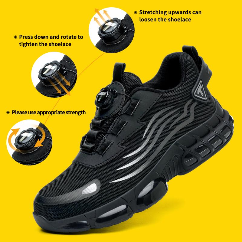 Rotary Button  Safety Shoes For Men, Anti-impact And Anti-piercing Work Shoes, Fashionable Men's Sports Shoes Tactical Boots