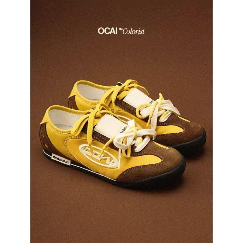 Cheese white, fashion high sense contrasting color design commuter casual flats