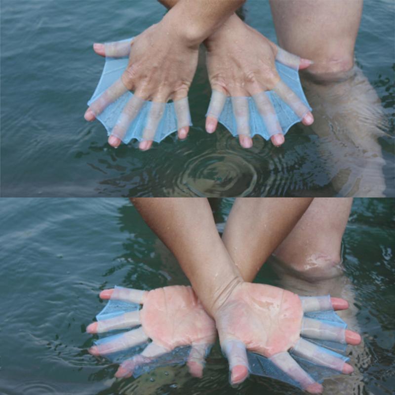 

Swim Swimming Silicone Gear Fins Hand Webbed Flippers Paddle Diving Training Gloves
