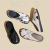 Sommer Gewebte Zehensandalen mit flachem Boden Damen Retro Perforierte Schuhe Lässige Sandalen