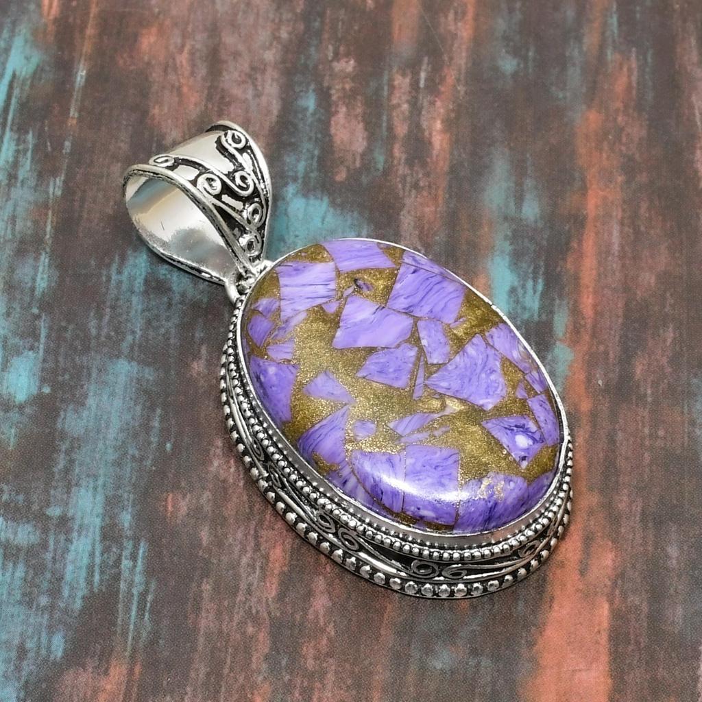 Koppar Charoit, Ädelsten Handgjord 925 Sterlingsilver Smycke Hänge För Thanksgiving