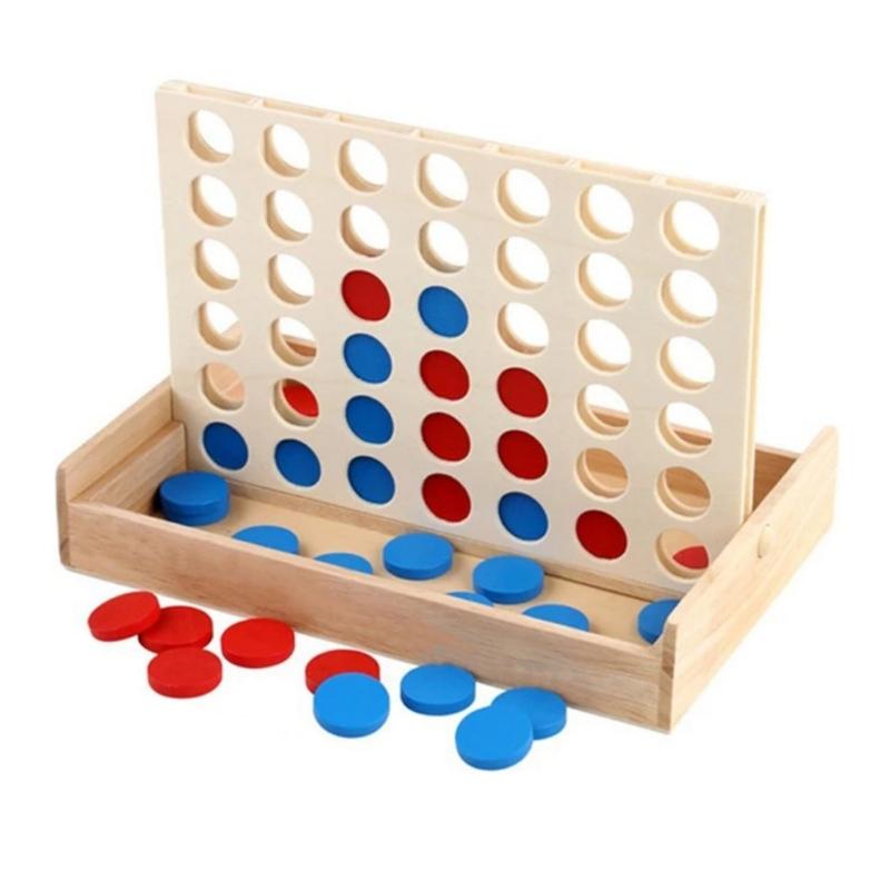 

4 in a Row Game Family Board Game Wood Connect Game Perfect Educational Toy for Kids & Adults Boys Girls Ages 3+ 1