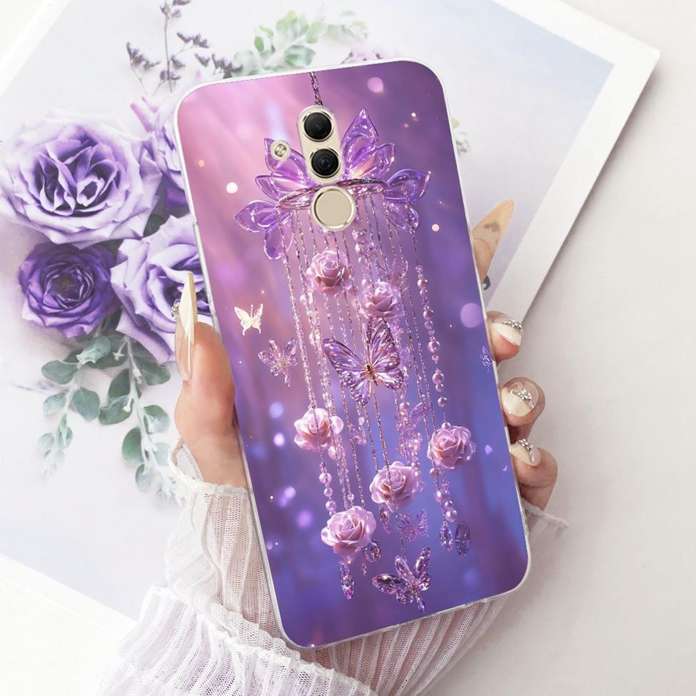 For Huawei Mate 20 Lite Case Cover Transparent Cute Fashion Butterfly Funny Painted Casing For Huawei SNE-AL00 SNE-LX1