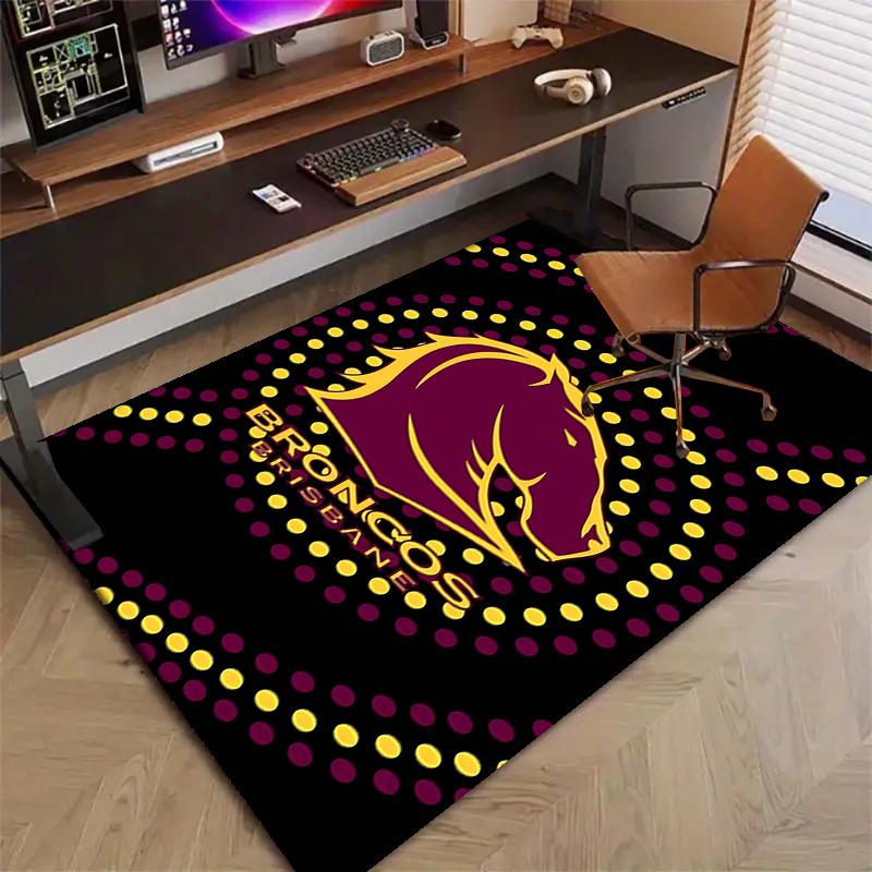 Brisbane Broncos Polyester Carpet, Soft Indoor Mat for Office Chair, Living Room, Computer Desk - Decorative Home Office Rug Design