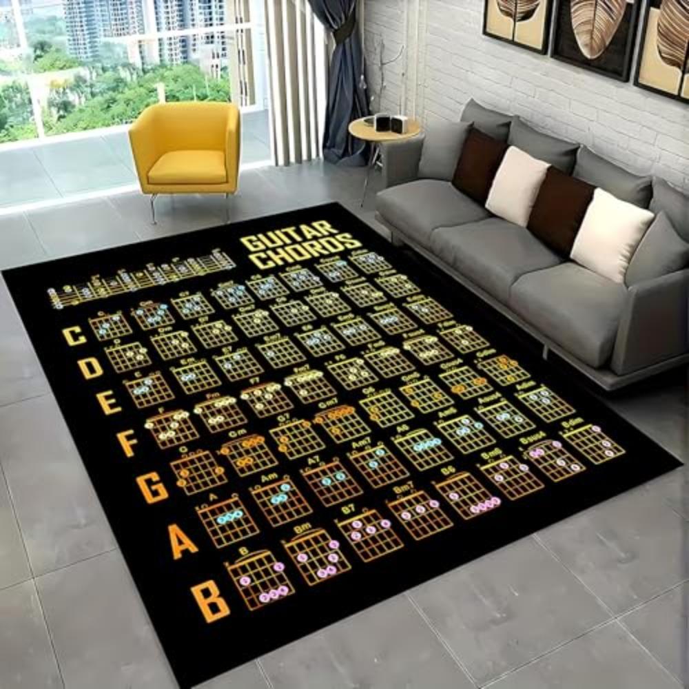 Living Room Rug Bicolor Mascot Silhouette Innocent Golden Eyes Printed Solid Black Backdrop House Apartment Floor Carpet