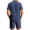 Men's Linen Solid Color Casual Holiday Shirt and Shorts Set