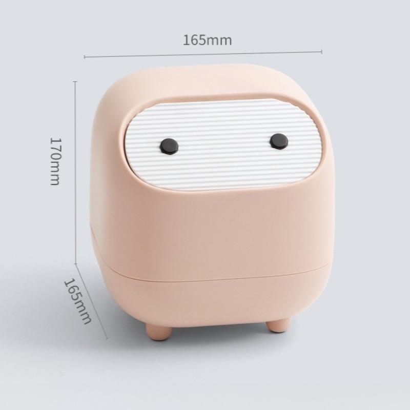 

1pcs Creativity Cartoon Desktop Trash Can Mini Press-Type Waste Bin Home Office Tabletop Organizer Garbage Container рожевий
