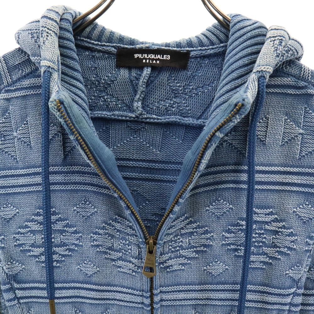 1PIU1UGUALE3 RELAX Long Sleeve Blasting Zip Hoodie S Blue Men's Used