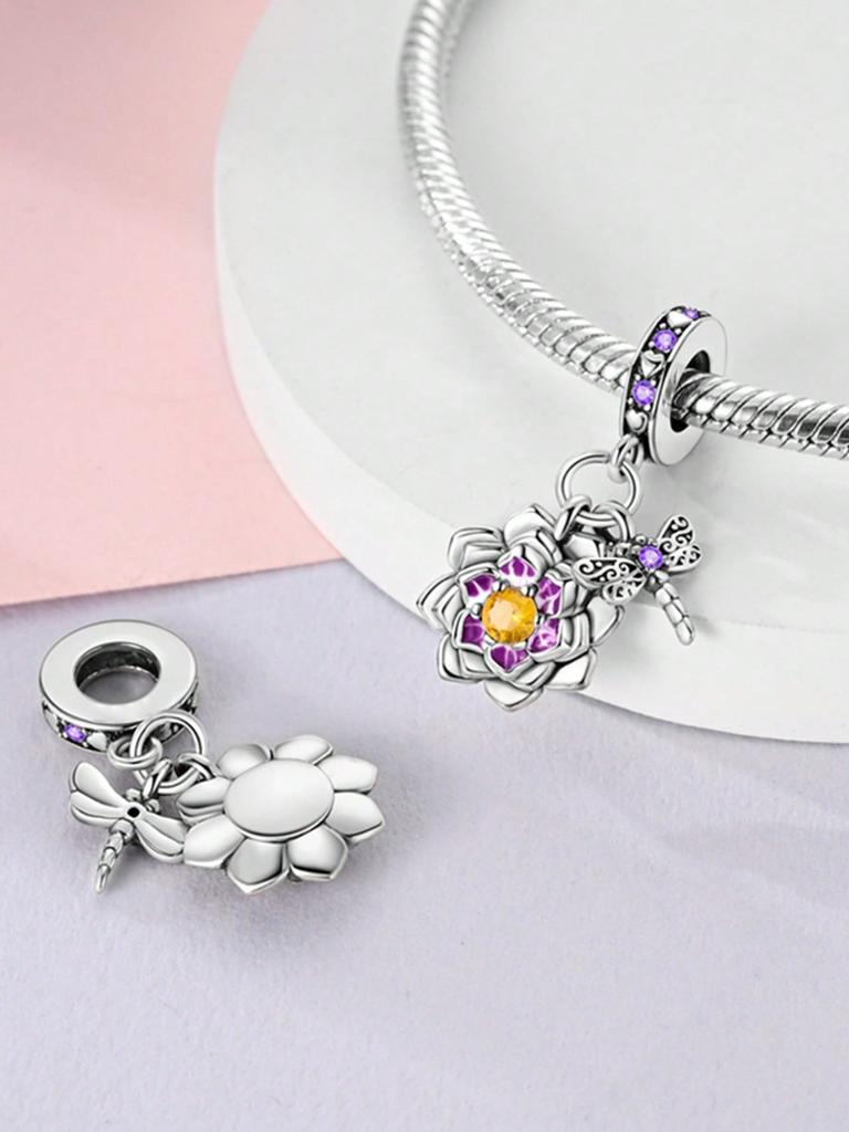Dragonfly Sunflower Rose Beads Charm Copper Plated Fit Charms Copperoriginal Bracelet For Jewelry Making Diy Charm
