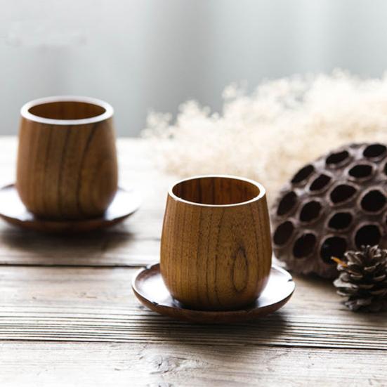 Good Quality Wooden Drinking Cup Mug Home Bar Coffee Tea Beer Juice Milk