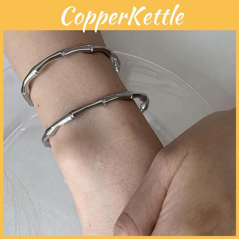 Steel Titanium Chic Bamboo Bracelet With Electroplating For Longlasting Shine