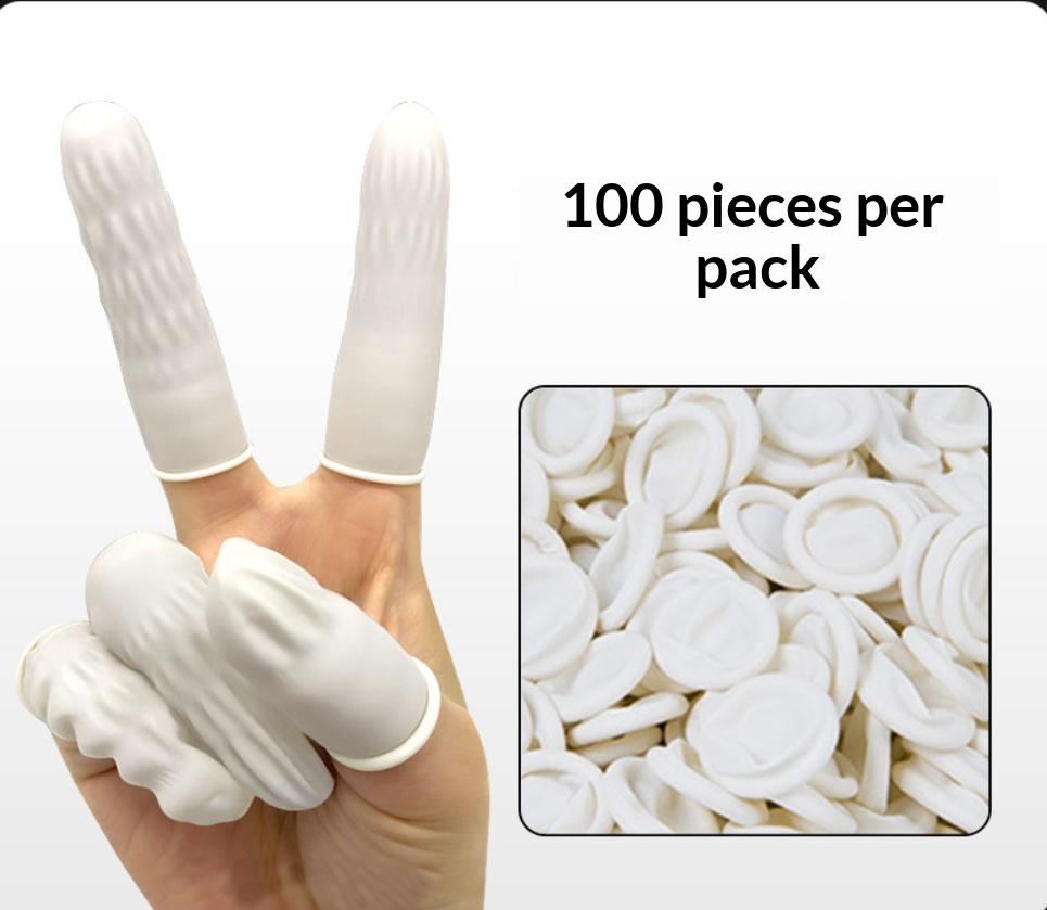 Dediles Desechables de Látex Antiestáticos Antideslizantes 10-300 Piezas Cubiertas Protectoras Blancas para Reparación Electrónica Fabricación de Joyería