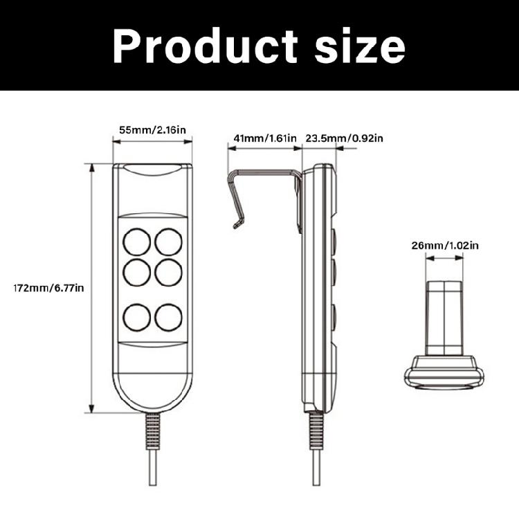 6 Button 5 Pins Hand Switches Sofa Lift Controller Replacement Electric Sofa Manual Hand Controller for Power Sofa
