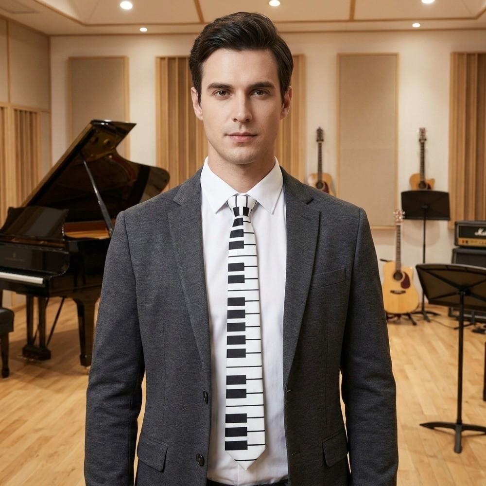 Skinny Piano Necktie Black Music Tie Classic Men Tie Women