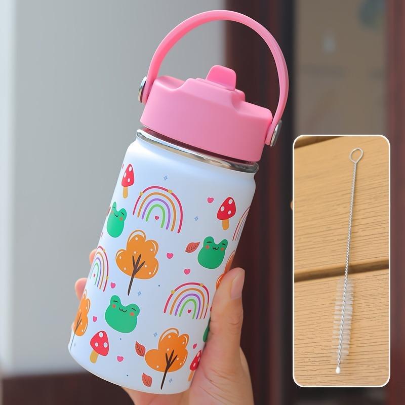 12Oz Kids Water Bottle Cartoon Animal Children'S Cup With Straw Stainless Steel Vacuum Flacks Thermos Bottle Thermal Mug Cups