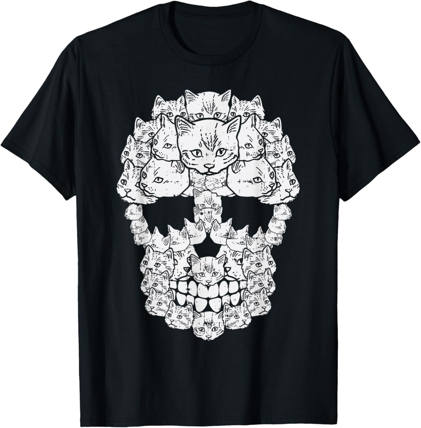 Cat Sugar Skull Dia De Los Muertos Halloween Kitten Lover T-Shirt L