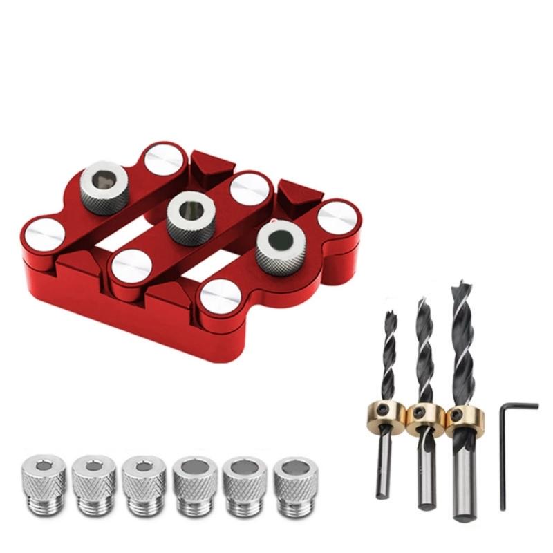 Precise Centering Alignment SelfCentering Dowel Gauge For Woodworking Projects Aluminum Alloy Punch Positioning Jig