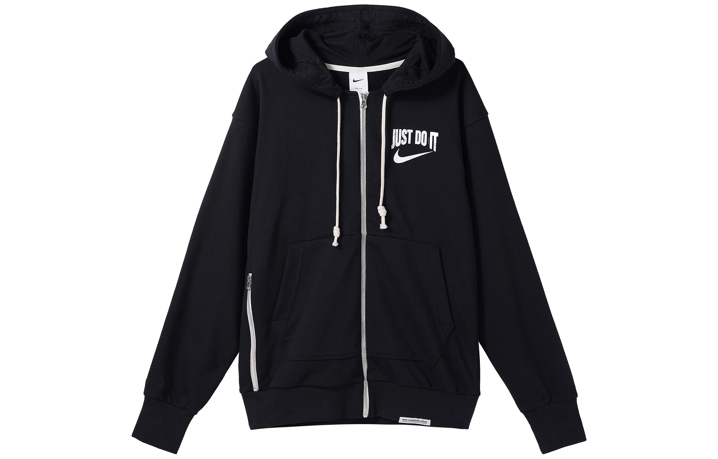 Nike Dri Fit Sweatshirts Men s Black Hooded Moderate Cardigan DV9449-010 L