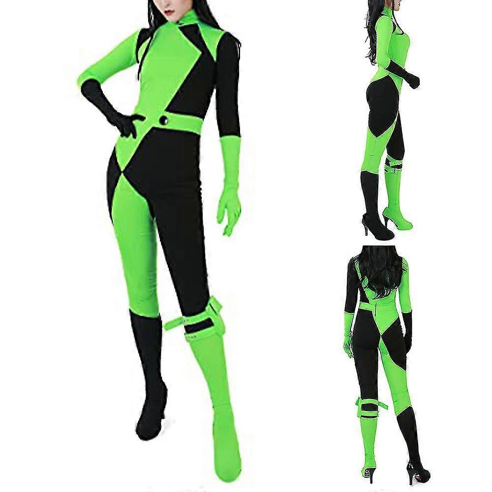 Women's Miss Go Theme Bodysuit Jumpsuit Cosplay Costume Shego Costume Halloween Female Dress Up