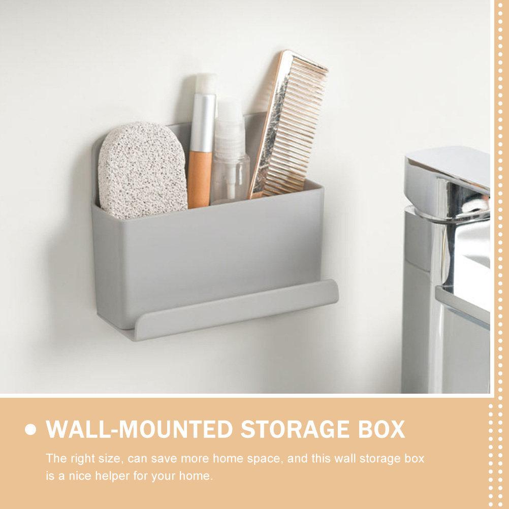 2Pcs Remote Control Storage Box Wall Mounted Adhesive Organizer for TV Controller Phone Charging Holder Space Saving Plastic