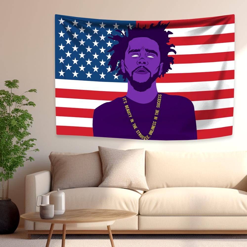J Rapper Tapestry Coles Pop Music Flag Home Decoration Aesthetics Bedroom Dorm Party Backdrop Concert Decor Fans Gifts