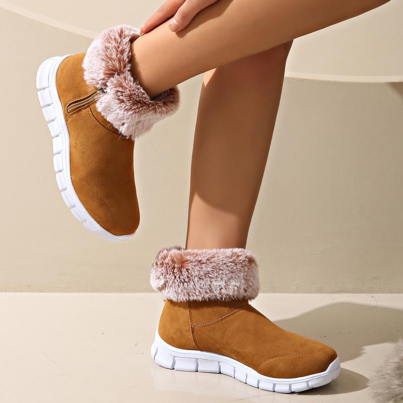 Fashion Fluffy Faux Fur Snow Boots for Women Winter Warm Thick Plush Cotton Padded Shoes Woman Comfort Slip On Flat Ankle Boots