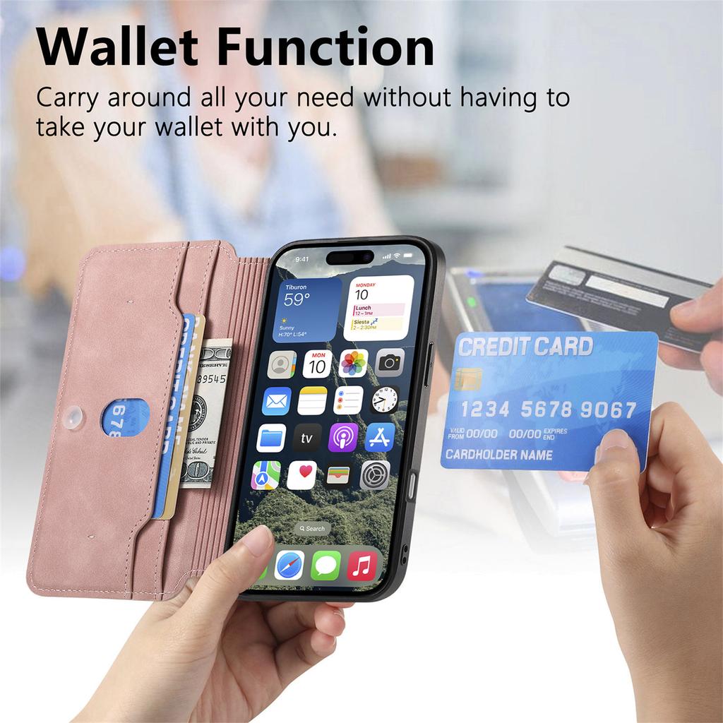 CASENEO For iPhone 16 Pro Case Cross Texture Leather Detachable Magnetic Phone Cover