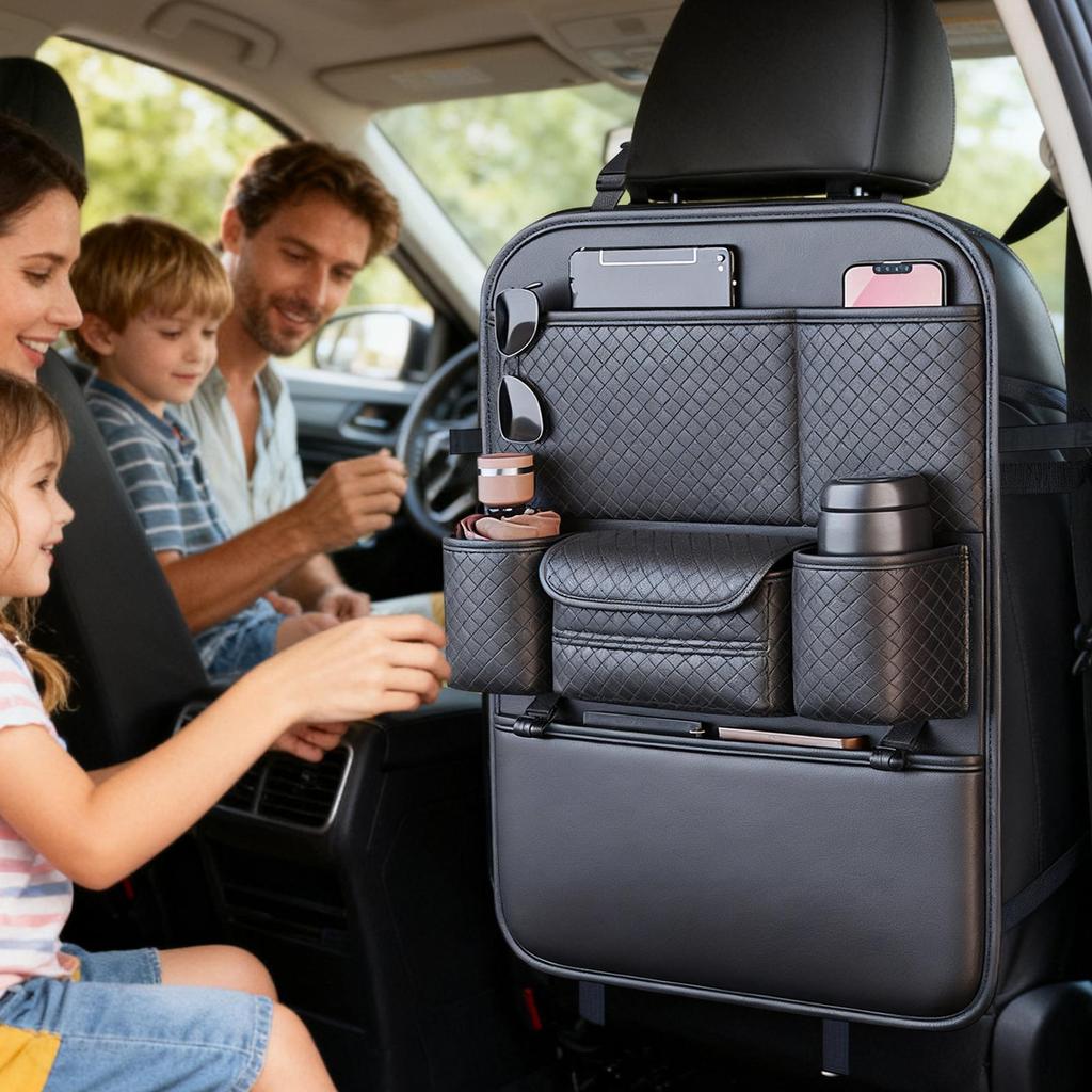 Car Seat Organizer Multifunctional Large Capacity Tablet Holder Kick Mats Back Seat Protector For Trailer Truck Sedan Pickup
