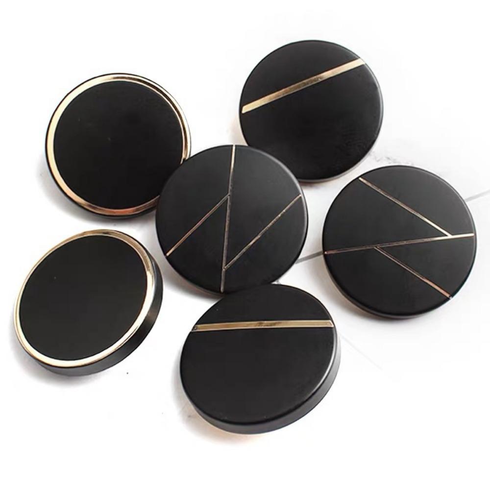 10Pcs Black Geometric Line Metal Buttons, 3 Sizes 15/23/28mm, Sewing Buttons for Coats & Blazers DIY, Durable Shank Buttons.