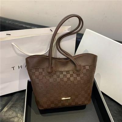 Large Capacity Bag Women'S Premium Plaid Fashion Shoulder College Student Commuter Tote Bag Handbag